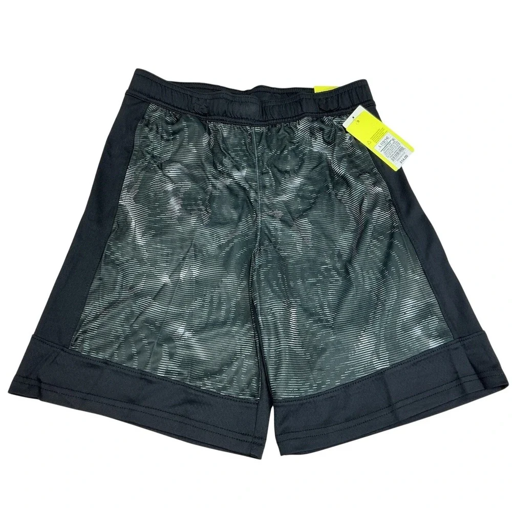 All In Motion Kids Boys‎ Athletic Court Shorts Black White Stripe Activewear LG